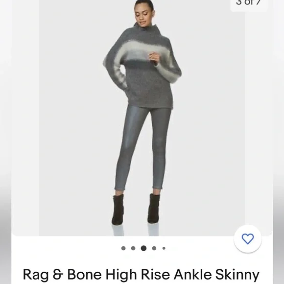 rag & bone high rise ankle skinny jeans in Gunmetal. Size 24. NWT - Picture 2 of 16